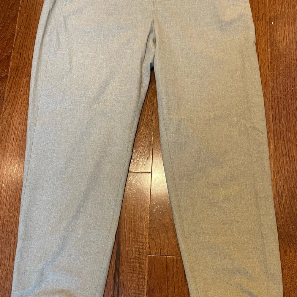 PESERICO Beige High-waisted Wool Pants/Trousers with Knit Cuff Hem - Picture 5 of 15